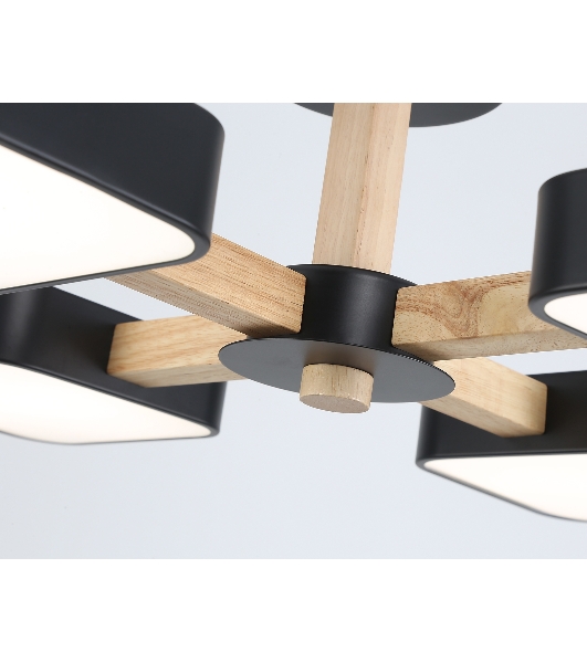 Светильник Ambrella light FL4880/4 BK/WD черный/дерево 72W 3000-6000K D610*160 (без ПДУ)