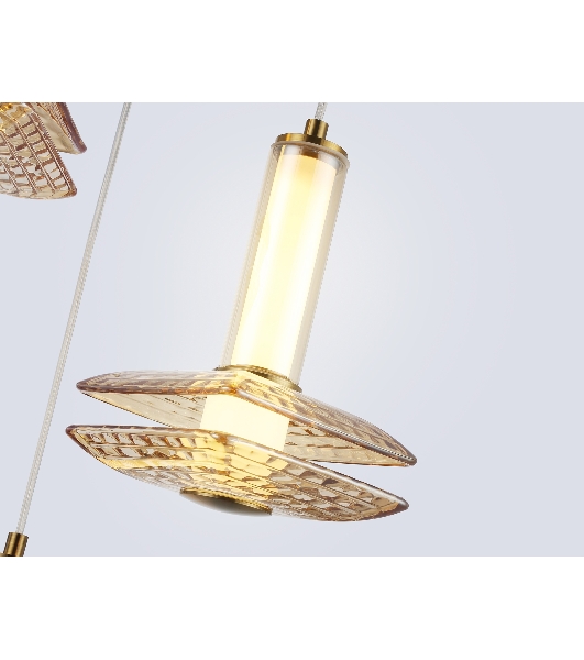 Подвесной светодиодный светильник Ambrella light LH31011/3 BS/TI латунь/янтарь 35W 3000K D450*1790