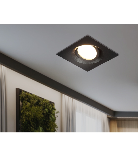 Встраиваемый поворотный точечный светильник Ambrella light TN102744 BK черный IP20 GU5.3 95*95*25