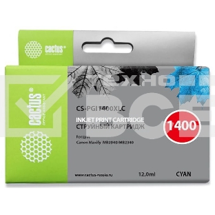 Картридж струйный Cactus CS-PGI1400XLC голубой пигментный (12 мл) для Canon MB2050/MB2350/MB2040/MB2340