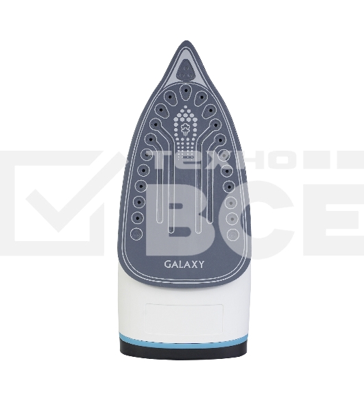 Утюг беспроводной Galaxy GL 6151, белый с голубым, паровой, 2200 Вт, функции: автоотключение, самоочистка, антикапля, антинакипь, функция увлажнения, вертикальное отпаривание, индикатор нагрева, защита от перегрева, резервуар для воды 320 мл, керамическое