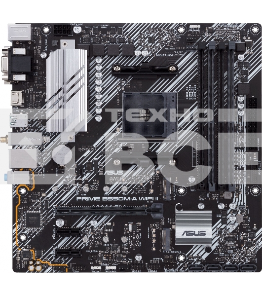 Материнская плата ASUS PRIME B550M-A WIFI II, AM4, AMD B550, 4xDDR4, 4xSATA, 2xM.2, 1xPCI-E 4.0 x16, 2xPCI-E x1, 1xDVI-D, 1xHDMI, 1xVGA, 1x 1Gb LAN, 2xUSB-A 3.2 Gen 2, 4xUSB-A 3.2 Gen 1, 3x3.5 мм, 7.1, Micro-ATX