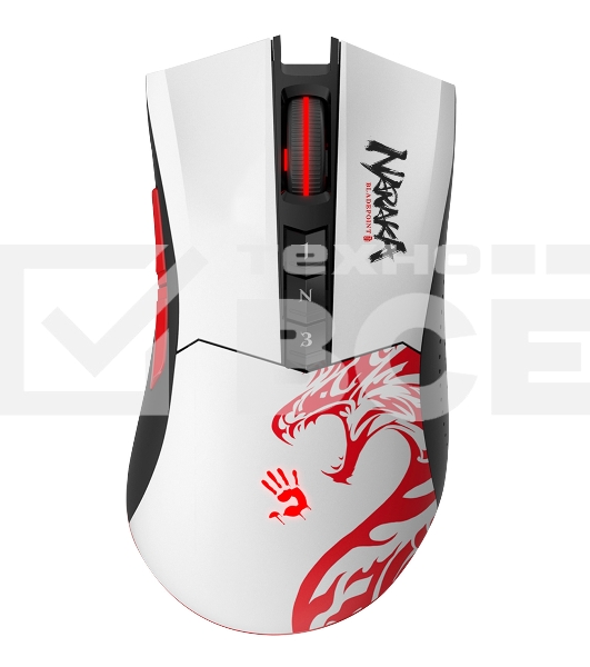 Мышь беспроводная A4Tech Bloody R90 Plus Naraka белый, 5000 dpi, радиоканал, USB, кнопки - 8