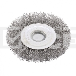 Щетка для УШМ Сибртех, 125 мм посадка 22,2 мм плоская, витая проволока 0,3 мм, фото 1