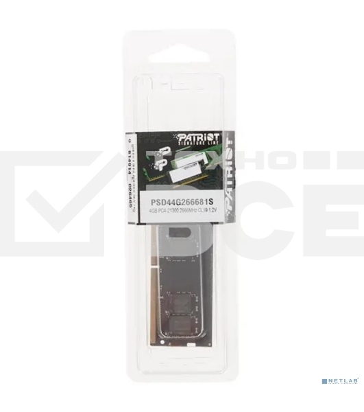Оперативная память Patriot Signature, DDR4, 4GB (1x4 GB), 2666 MHz, CL19, SO-DIMM