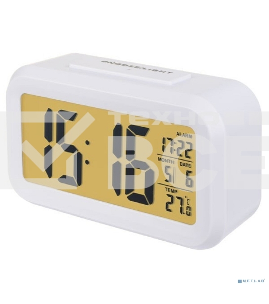 Часы-будильник Perfeo Snuz, белый, (PF-S2166) время, температура, дата