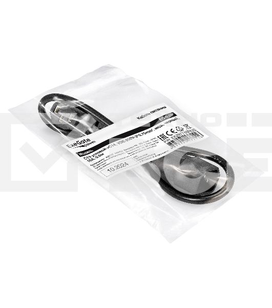 Кабель питания ExeGate Power EC-0,5P (C13 угловой->C14, VDE-250V-3*0.75mm2, медь, черный, 10A, 0.5м)