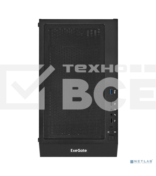 Компьютерный корпус Miditower ExeGate EVO-5001A-EVO800 (ATX, БП EVO800RGB с вент. 12 см, 2*USB+1*USB3.0+HD Audio, черный, 3 вент.12см с RGB подсветкой, боковая панель - закаленное стекло)