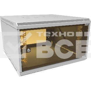 Шкаф коммутационный Suprlan (05-1066) настенный 6U 600x600мм пер.дв.стекл направл.под закл.гайки 70кг RAL 7035 535мм 19.37кг 360мм