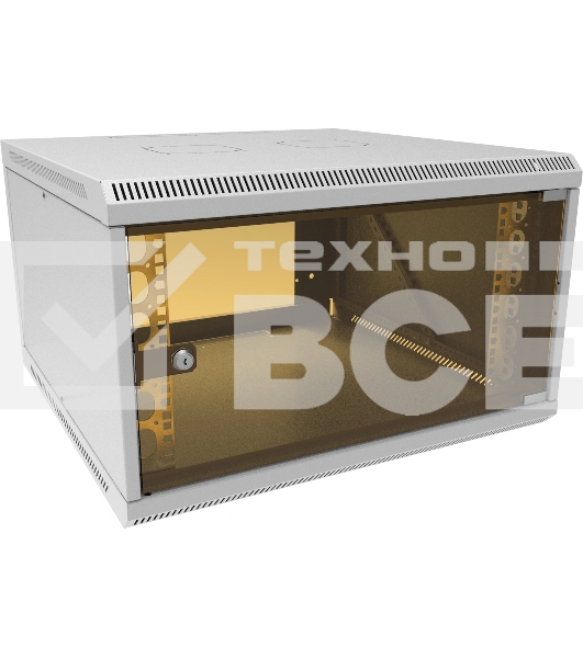 Шкаф коммутационный Suprlan (05-1066) настенный 6U 600x600мм пер.дв.стекл направл.под закл.гайки 70кг RAL 7035 535мм 19.37кг 360мм