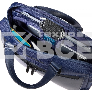 Деловая сумка Piquadro Orion CA6623S136/BLU с отделением для ноутбука синий ткань/натур.кожа