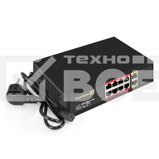 Коммутатор неуправляемый ExeGate EDGS-1010D.8PoE-120W (10-портовый гигабитный UTP 10/100/1000 Base-T: 8 портов IEEE 802.3af (PoE), мощность PoE: 15,4W, суммарно 120W, 2 порта RJ45 uplink, настенный/настольный, металлический корпус)