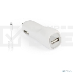 Автомобильное ЗУ SmartBuy® NITRO, вых.ток 1А, 1USB + витой кабель 8pin для 5/5S/5C/6/6S/SE, белое, фото 1