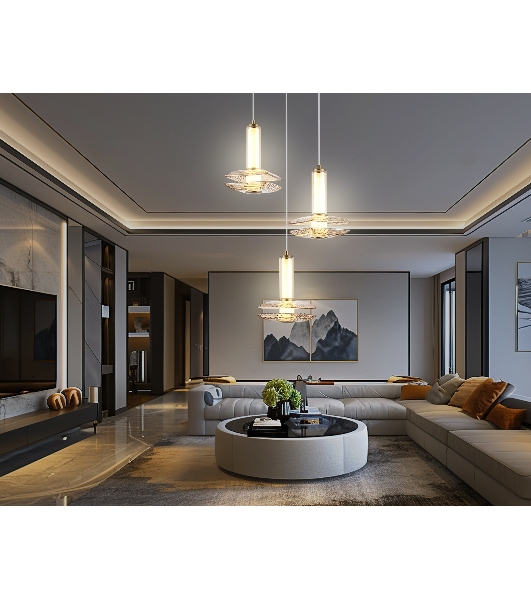 Подвесной светодиодный светильник Ambrella light LH31011/3 BS/TI латунь/янтарь 35W 3000K D450*1790