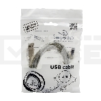 Кабель Cablexpert USB 2.0 Pro, AM/BM, 2м, экран, 2 феррит.кольца, прозрачный (CCF-USB2-AMBM-TR-2M), фото3