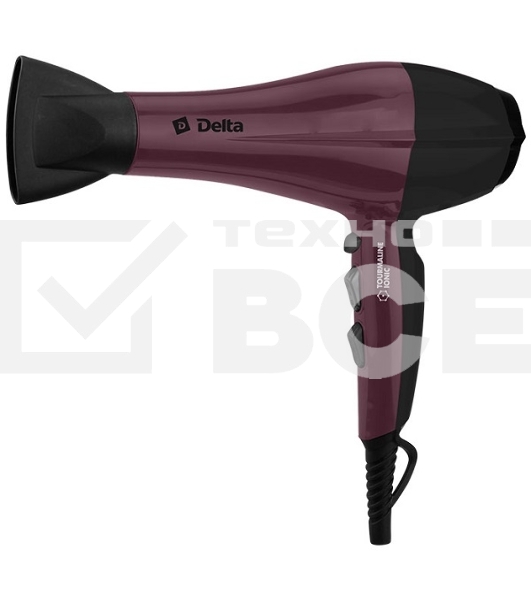 Фен Delta DL-0937 черный с бордовым