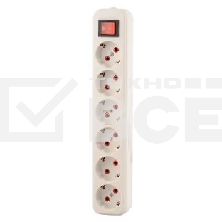 Колодка удлинителя 6-м с заземл. с выкл. Lezard 720-0600-602