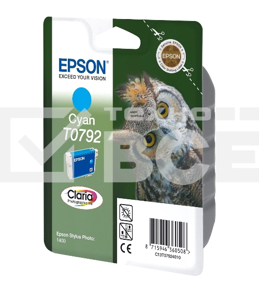 Картридж струйный EPSON T0792 (C13T07924010) голубой повышенной емкости (1530 стр.) для P50/PX660/PX820/PX830
