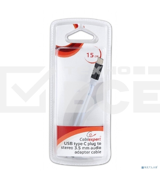 Переходник Cablexpert USB Type-C/Jack3.5 F+ Type-C F, черный, пакет (CCA-UC3.5F-02)