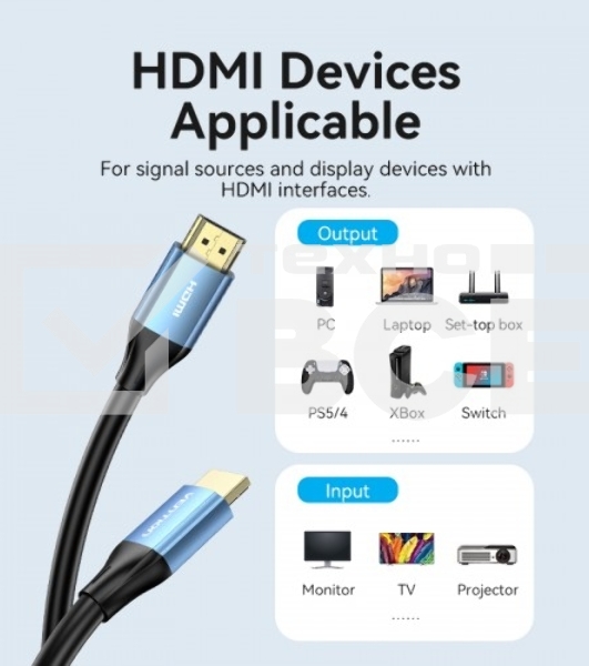 Кабель Vention HDMI High speed v2.0 with Ethernet 19M/19M - 8м