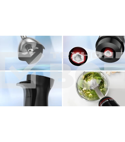 Блендер Bosch MSM4B623, погружной, мощность 1000 Вт, механическое управление, 5 насадок, цвет черный