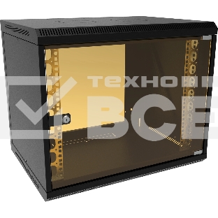 Шкаф коммутационный Suprlan (05-1093-B) настенный 6U 600x450мм пер.дв.стекл направл.под закл.гайки 70кг черный 385мм 19.01кг 500мм