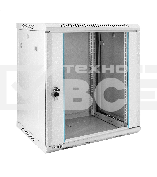 Шкаф телекоммуникационный 19' настенный 12U ExeGate EC-WM-12U.450.G.GREY (19', 12U, 600x450x635 мм (ШхГхВ), передняя дверь закаленное стекло, съемные боковые панели, пыле- и влагозащита IP23, светло-серый RAL 7035)