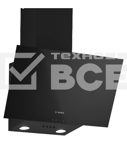 Вытяжка наклонная Bosch DWK63PJ60T 360 м3/ч, 60см, черный, Push buttons