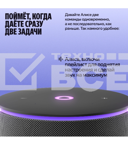 Умная колонка Яндекс Станция Мини 3 Про с Алисой, Zigbee, черный, YNDX-00059BLK