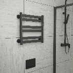 Полотенцесушитель дизайнерский электрический BAU Elite Black 53х52, подключение справа, черный матов, фото6