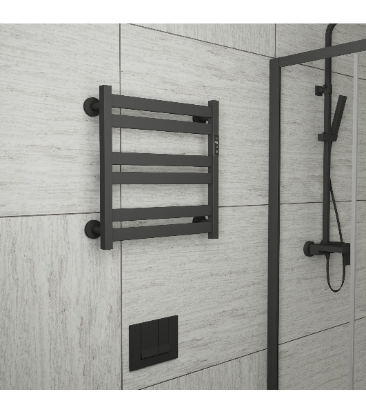 Полотенцесушитель дизайнерский электрический BAU Elite Black 53х52, подключение справа, черный матов