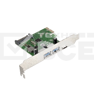 Контроллер ExeGate EXE-323 PCI-E 2.0, 2*USB3.0 ext + 1*Type-C, разъем доп.питания (OEM)