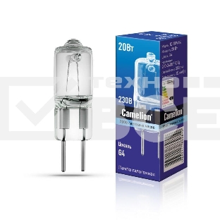 Лампа галогенная JD 20Вт капсула g4 2850К 240В g4 Camelion 10405