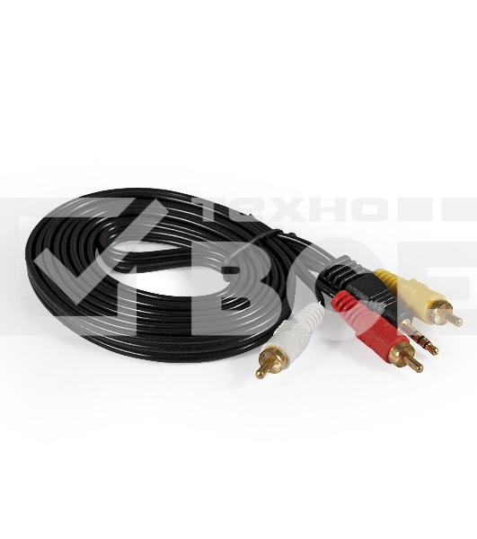 Кабель аудио ExeGate EX284945RUS EX-CCA-4P2R-2.0 (3.5mm Jack M/3xRCA M, 2м)