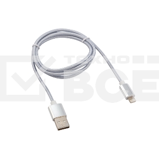 Кабель Rexant USB-Lightning 1 м, серебристая нейлоновая оплетка