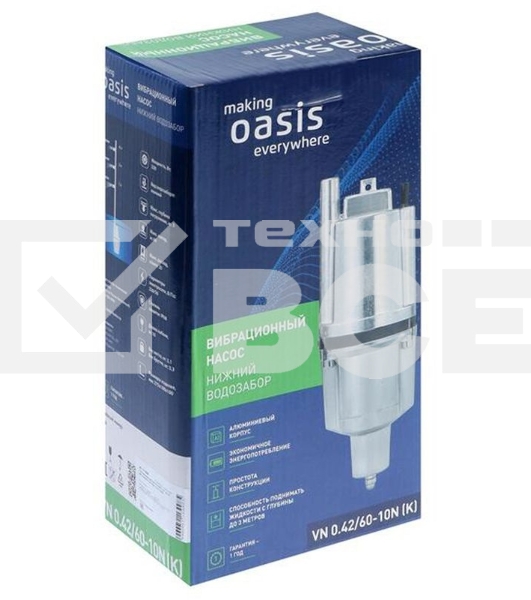 Насос погружной колодезный VN 0.42/60-10N P0000012510, 1.08 м³/ч, макс. 60 м., глубина п. 35 м.,Oasis