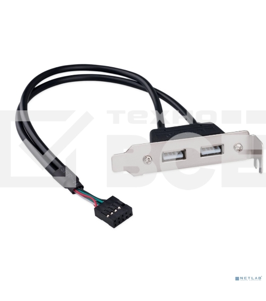 Планка USB 2.0 на заднюю панель низкопрофильная Cablexpert CCUSBRECEPTACLE-LP, 2 порта USB