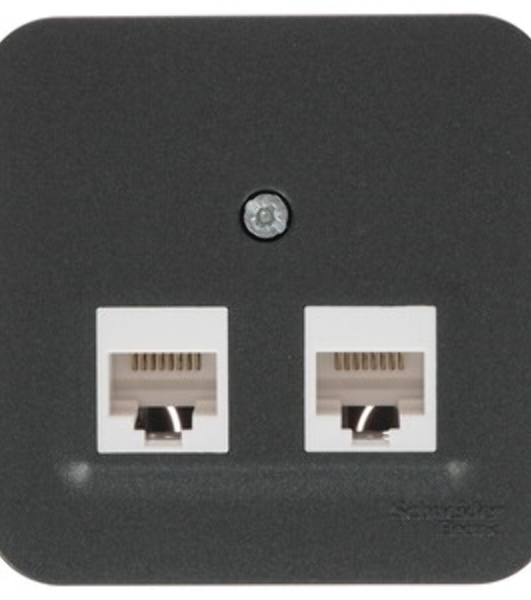 Розетка компьютерная 2-ая компьютерная RJ45, кат.5E, изол. пластина SE Blanca наруж Антрацит