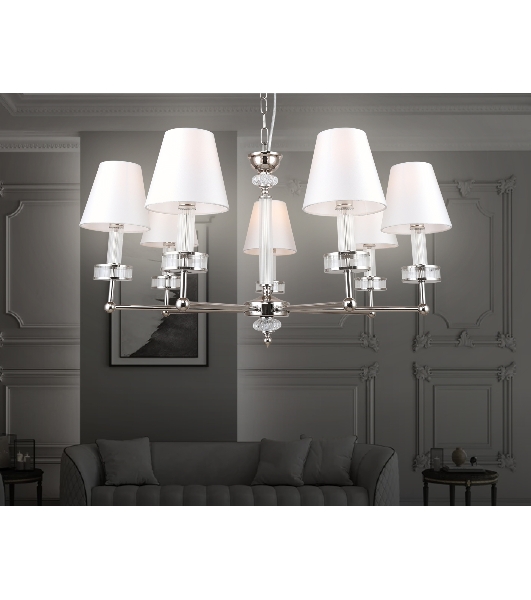 Люстра Ambrella light LH71003/7 BN/WH никель/белый E14*7 max 40W D820*1130