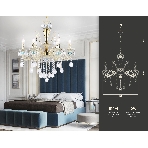 Светильник Ambrella light TR4923/6 GD/WH/BL золото/белый/голубой E14*6 max 40W D600*620, фото5