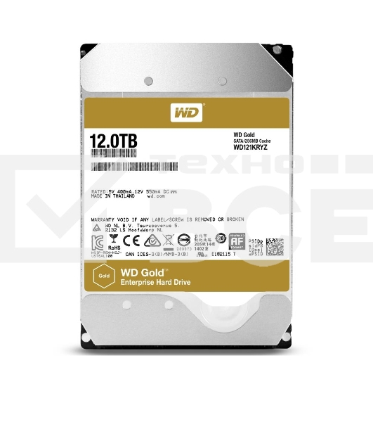 Жесткий диск SATA 12TB 7200RPM 6GB/S 256MB GOLD WD121KRYZ WDC 3.5