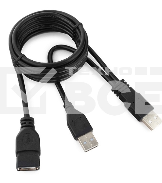 Кабель удлинитель USB 2.0 2xAM/AF 1.8м Gembird PRO, позол.конт., черный, пакет CCP-USB22-AMAF-6