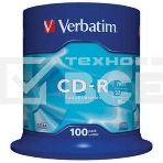Диск CD-R Verbatim 700Mb 52x Cake Box (100шт) (43411), фото4