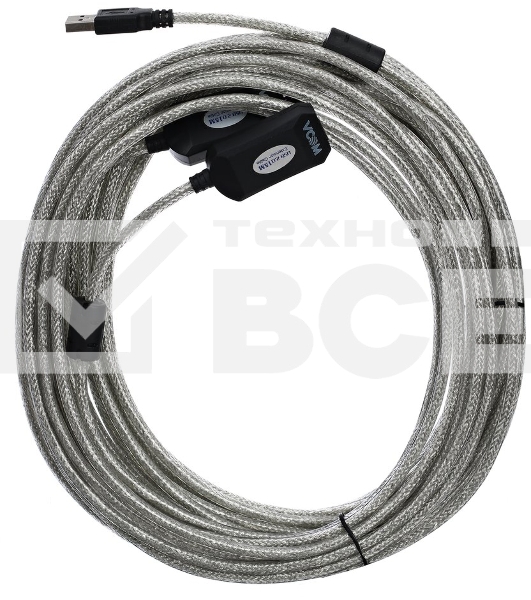 Кабель VCOM VUS7049-15M Кабель-адаптер USB2.0-repeater, удлинительный активный <Am-->Af> 15м