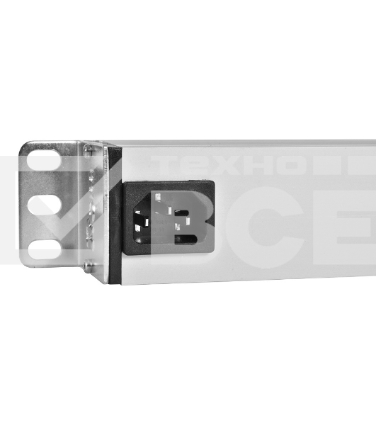 Блок розеток Rem-10 без шнура с фил. и инд., 7 Schuko, вход IEC 60320 C14, 10A, алюм., 19