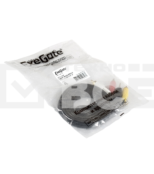 Кабель аудио ExeGate EX284945RUS EX-CCA-4P2R-2.0 (3.5mm Jack M/3xRCA M, 2м)