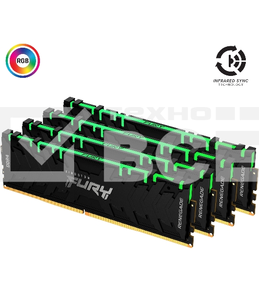 Оперативная память Kingston Fury Renegade, DDR4, 16GB (2x8GB), 3600MHz, CL16, с радиаторами, RGB, черный