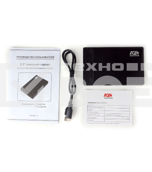 Внешний корпус USB 3.0 AgeStar 3UB2P3C (BLACK), безвинтовой, черный