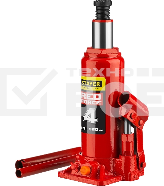 Домкрат STAYER 43160-4_z01гидравлический бутылочный red force 4т 195-380мм