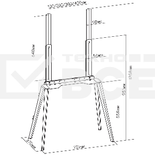 Подставка для телевизора Cactus CS-ST3644BKWN черный/орех 43